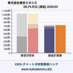株式会社東京エネシスの業績、貸借対照表・損益計算書対比チャート