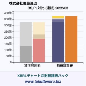 株式会社佐藤渡辺の貸借対照表・損益計算書対比チャート