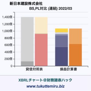 新日本建設株式会社の業績、貸借対照表・損益計算書対比チャート