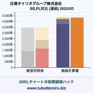 日清オイリオグループ株式会社の貸借対照表・損益計算書対比チャート