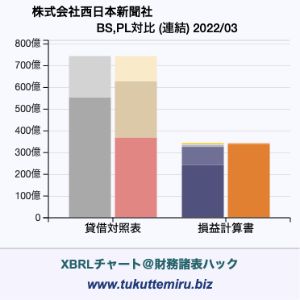 株式会社西日本新聞社の業績、貸借対照表・損益計算書対比チャート