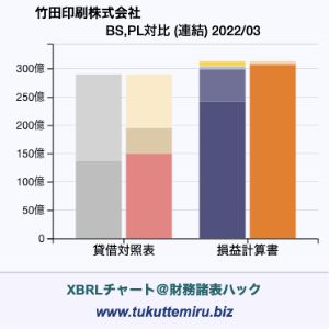 竹田印刷株式会社の貸借対照表・損益計算書対比チャート