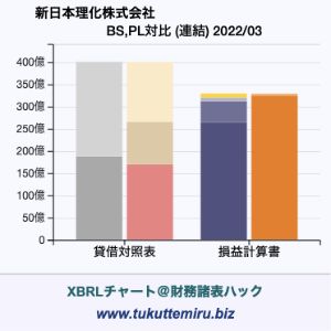 新日本理化株式会社の業績、貸借対照表・損益計算書対比チャート