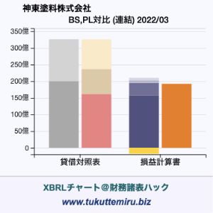 神東塗料株式会社の業績、貸借対照表・損益計算書対比チャート