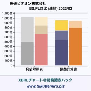理研ビタミン株式会社の貸借対照表・損益計算書対比チャート