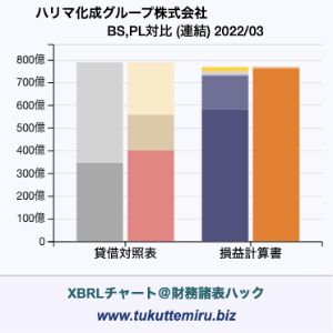 ハリマ化成グループ株式会社の貸借対照表・損益計算書対比チャート