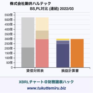 株式会社駒井ハルテックの業績、貸借対照表・損益計算書対比チャート