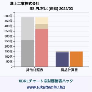 瀧上工業株式会社の業績、貸借対照表・損益計算書対比チャート