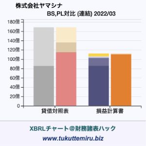 株式会社ヤマシナの貸借対照表・損益計算書対比チャート