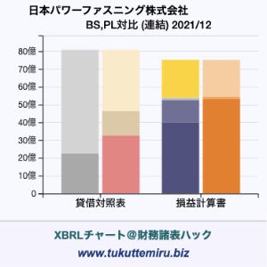 日本パワーファスニング株式会社の貸借対照表・損益計算書対比チャート