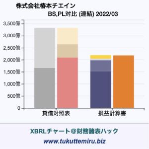 株式会社椿本チエインの業績、貸借対照表・損益計算書対比チャート