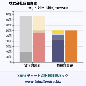 株式会社昭和真空の業績、貸借対照表・損益計算書対比チャート