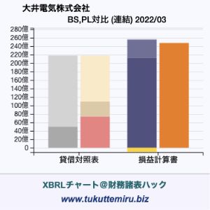 大井電気株式会社の貸借対照表・損益計算書対比チャート
