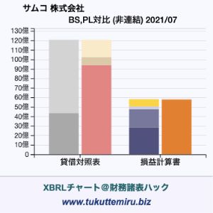 サムコ　株式会社の業績、貸借対照表・損益計算書対比チャート