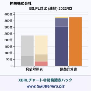 神栄株式会社の業績、貸借対照表・損益計算書対比チャート