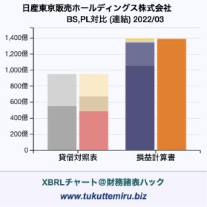日産東京販売ホールディングス株式会社の業績、貸借対照表・損益計算書対比チャート