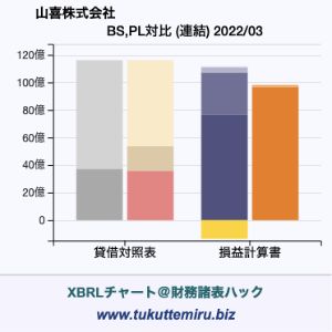 山喜株式会社の業績、貸借対照表・損益計算書対比チャート