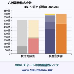 八洲電機株式会社の業績、貸借対照表・損益計算書対比チャート
