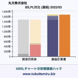 丸文株式会社の貸借対照表・損益計算書対比チャート