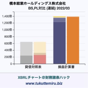 橋本総業ホールディングス株式会社の業績、貸借対照表・損益計算書対比チャート