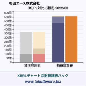杉田エース株式会社の業績、貸借対照表・損益計算書対比チャート