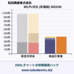 和田興産株式会社の業績、貸借対照表・損益計算書対比チャート
