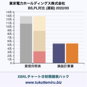 東京電力ホールディングス株式会社の業績、貸借対照表・損益計算書対比チャート