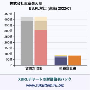 株式会社東京楽天地の業績、貸借対照表・損益計算書対比チャート