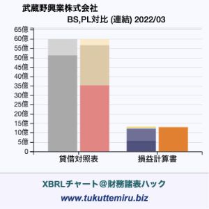武蔵野興業株式会社の業績、貸借対照表・損益計算書対比チャート