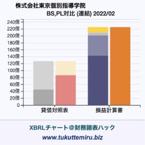 株式会社東京個別指導学院の業績、貸借対照表・損益計算書対比チャート