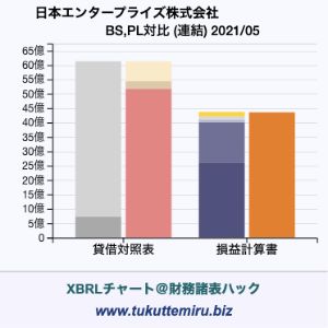 日本エンタープライズ株式会社の業績、貸借対照表・損益計算書対比チャート