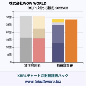 株式会社WOW WORLDの貸借対照表・損益計算書対比チャート