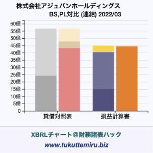 株式会社アジュバンコスメジャパンの業績、貸借対照表・損益計算書対比チャート