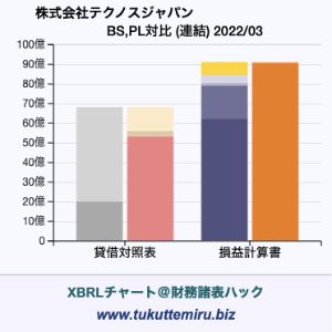 株式会社テクノスジャパンの業績、貸借対照表・損益計算書対比チャート