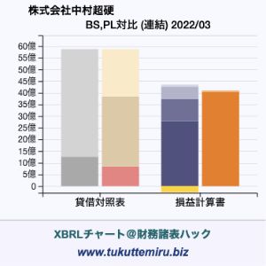 株式会社中村超硬の貸借対照表・損益計算書対比チャート