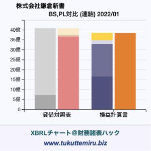 株式会社鎌倉新書の業績、貸借対照表・損益計算書対比チャート