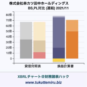 株式会社串カツ田中ホールディングスの業績、貸借対照表・損益計算書対比チャート