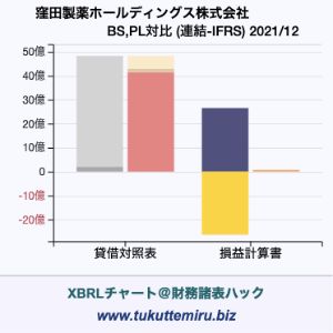 窪田製薬ホールディングス株式会社の業績、貸借対照表・損益計算書対比チャート