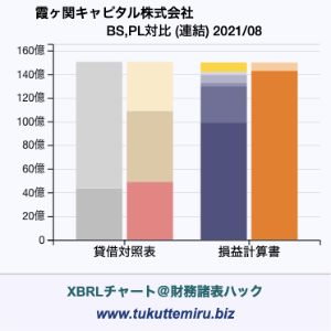 霞ヶ関キャピタル株式会社の業績、貸借対照表・損益計算書対比チャート