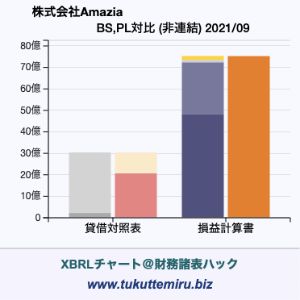 株式会社Amaziaの貸借対照表・損益計算書対比チャート