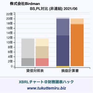 株式会社Birdmanの貸借対照表・損益計算書対比チャート