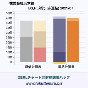 株式会社浜木綿の貸借対照表・損益計算書対比チャート