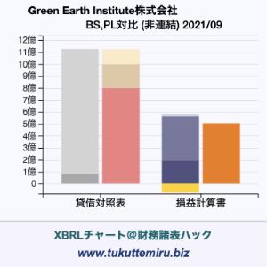 Green Earth Institute株式会社の貸借対照表・損益計算書対比チャート